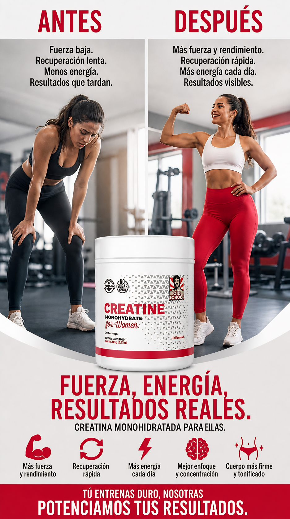 Creatine HerPower | Más fuerza, más definición, más energía.